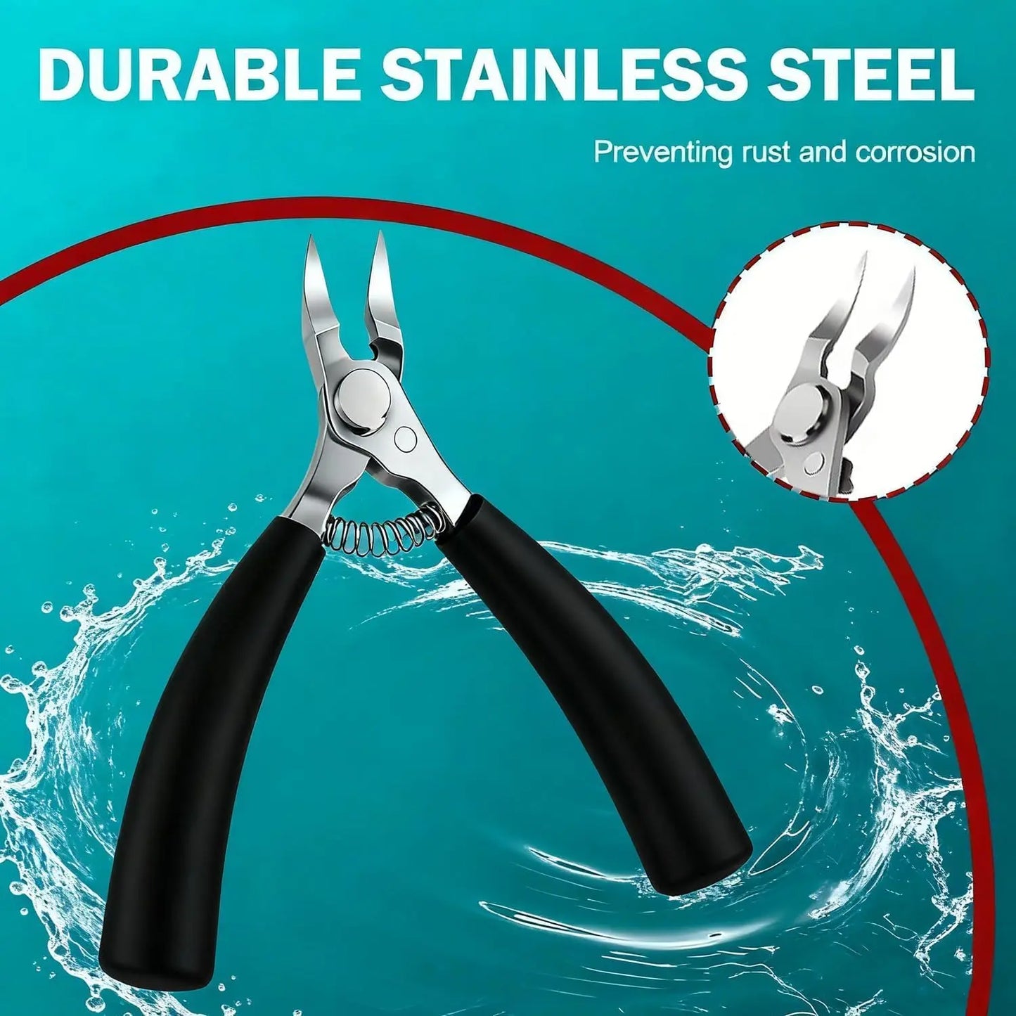 Stainless Steel Toenail Clippers for Thick & Ingrown Nails - Concave Edge Curved Blade, 30° Sharp Precision Trimming