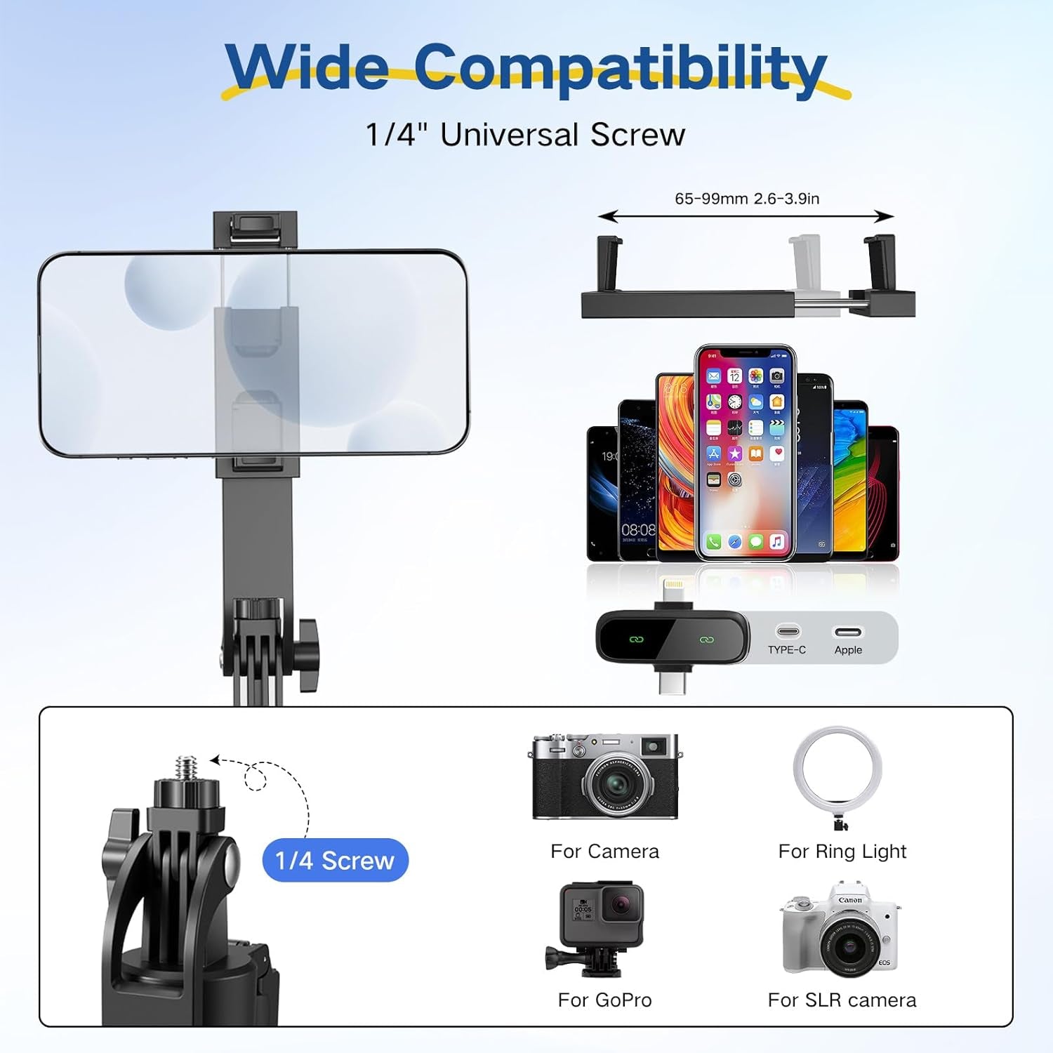 Content Creator Vlogging Kit,180Cm Metal Selfie Stick Tripod with Light and Wireless Microphones,Vlogging Kit for Iphone/Android,Phone Tripod for Tiktok &Youtube Starter Kit