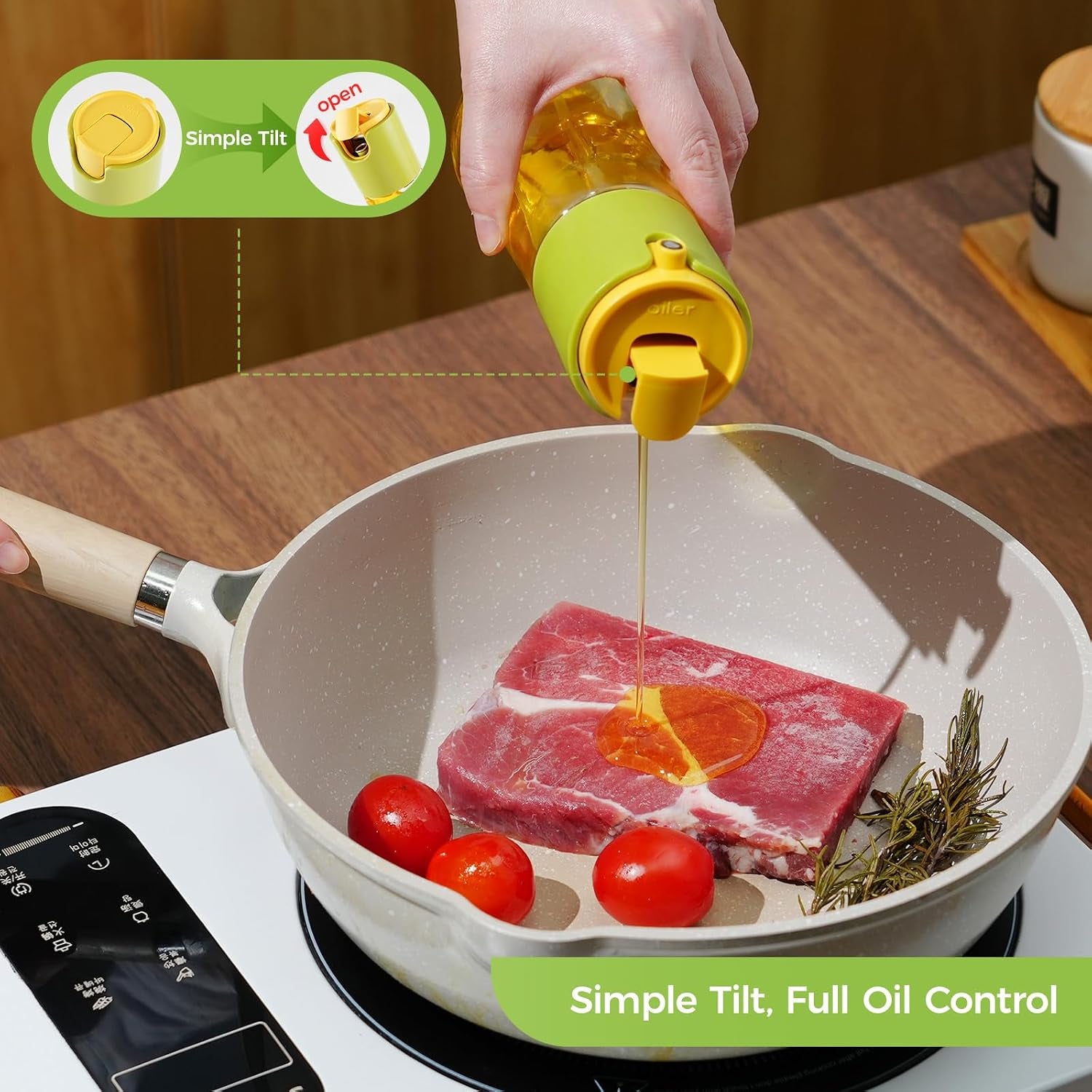 Olive Oil Sprayer and Dispenser 2 in 1, 10Oz/300Ml Oil Mister & Pourer with Portion Control, Food Grade Kitchen Gadget for Air Fryer, Cooking, Salad, BBQ, Fryin(Green)