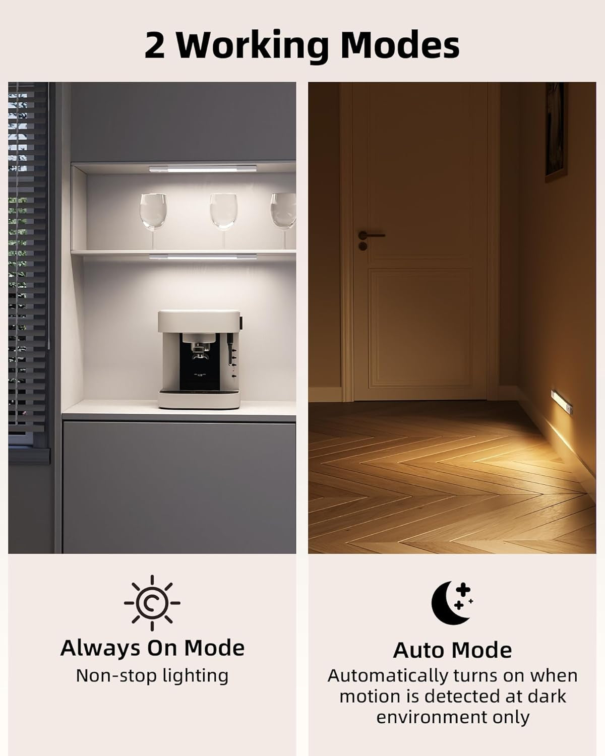 3 Pack 8” Motion Sensor Light Indoor Rechargeable, Stick on under Cabinet Lighting Wireless, 30 Leds Closet Light, Dimmable, 3 Color Temps, Counter Lights for Wardrobe, Pantry, Bedroom, Kitchen