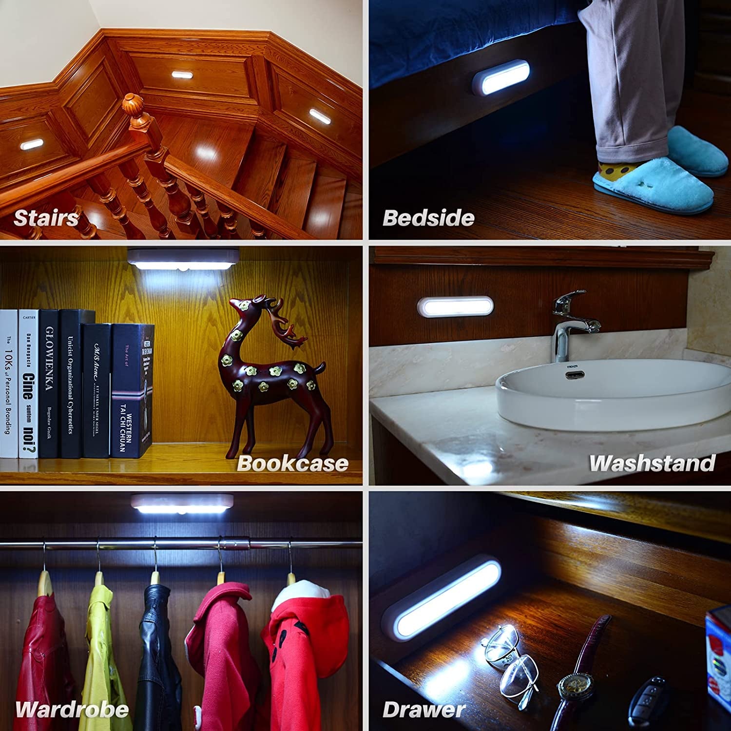 3 Pack 7” Motion Sensor Lights Indoor Battery Operated, Stick on LED Light for Closet, Stairs, under Cabinet, Cool White