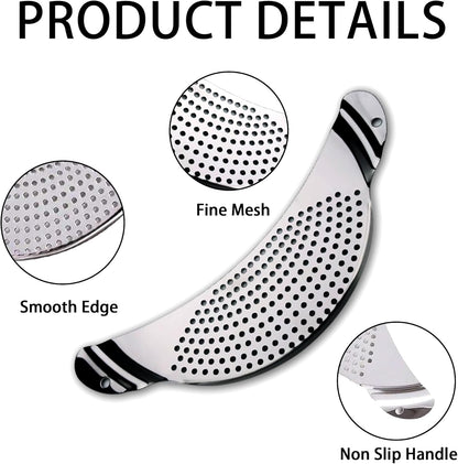Pot Strainer Stainless Steel, Pasta Strainer, Premium Metal Food Strainer for Noodles Fruit Veggies, Suitable for Pots or Containers up to 10 Inches