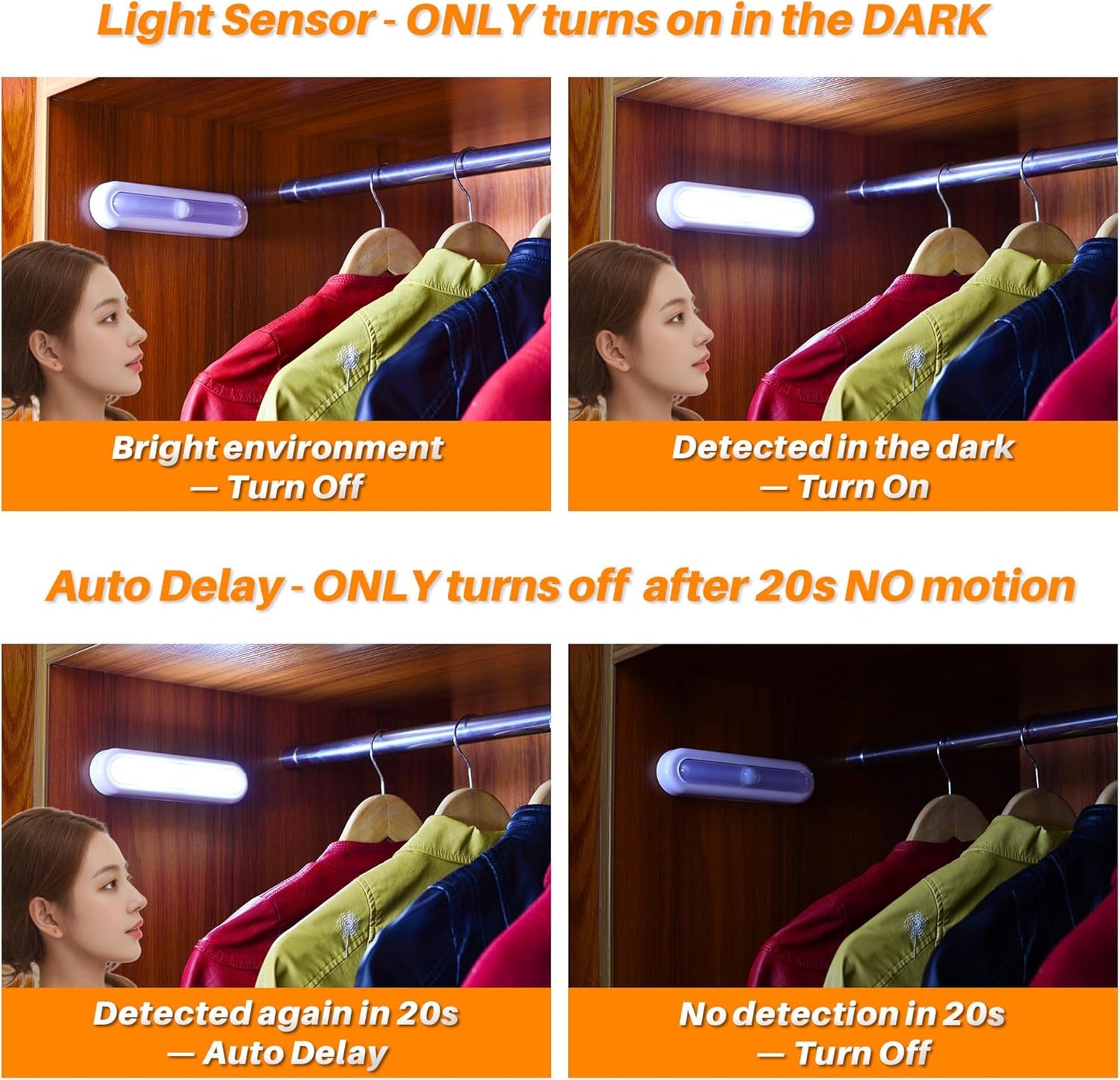 3 Pack 7” Motion Sensor Lights Indoor Battery Operated, Stick on LED Light for Closet, Stairs, under Cabinet, Cool White