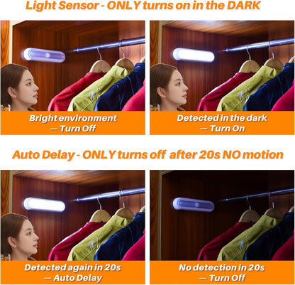 3 Pack 7” Motion Sensor Lights Indoor Battery Operated, Stick on LED Light for Closet, Stairs, under Cabinet, Cool White