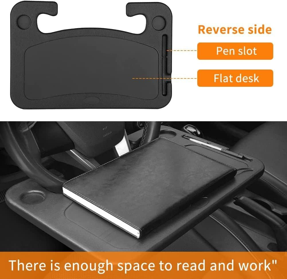Car Steering Wheel Desk | Car Tray Table for Eating & Storing Laptop, Travel Car Accessories Fits Most Vehicles Steering Wheels