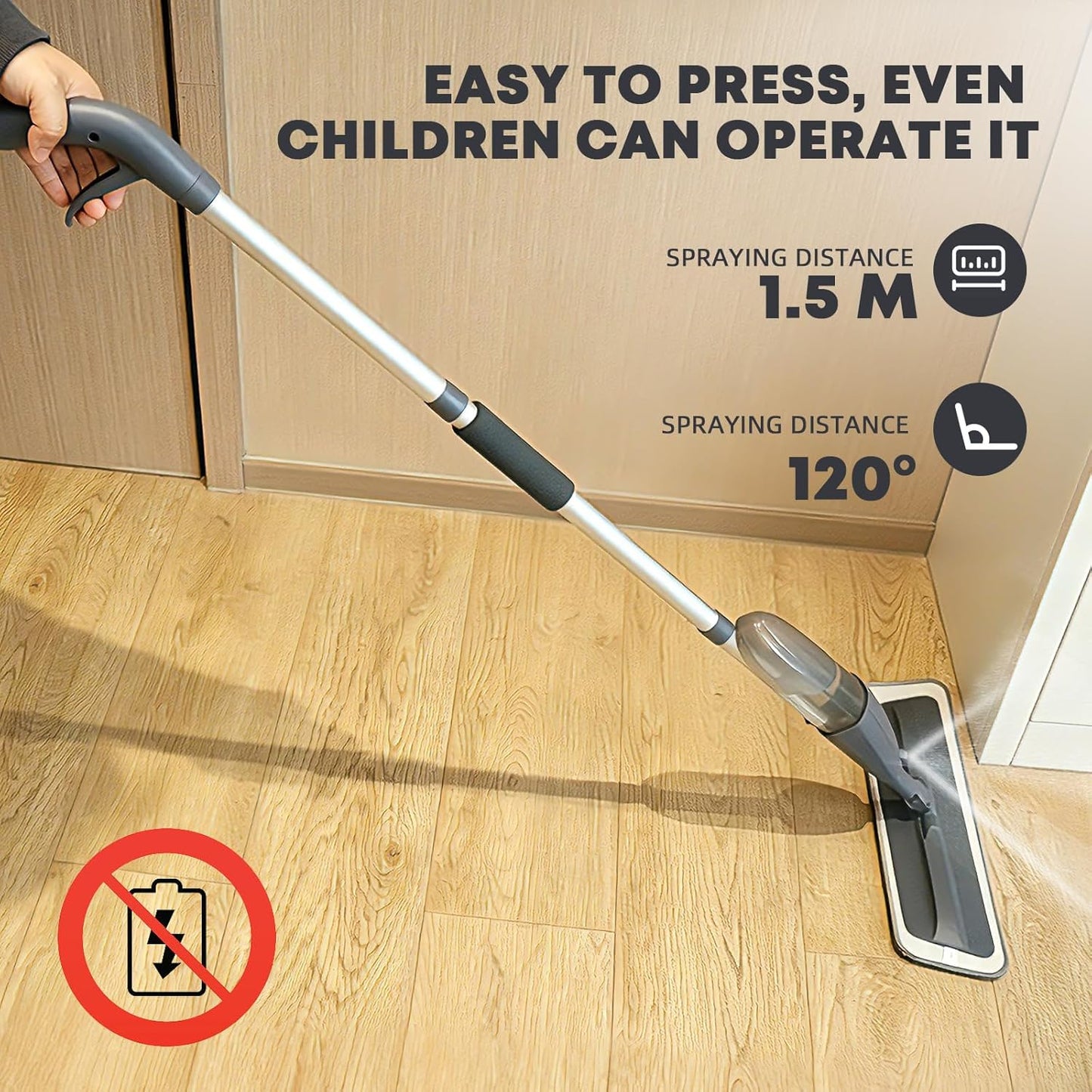 Spray Mop for Floor Cleaning with 360° Rotation - Multi-Surface Floor Cleaner for Wet/Dry Mopping Lightweight Handle for Kitchen Bathroom Hardwood&Tile Floors