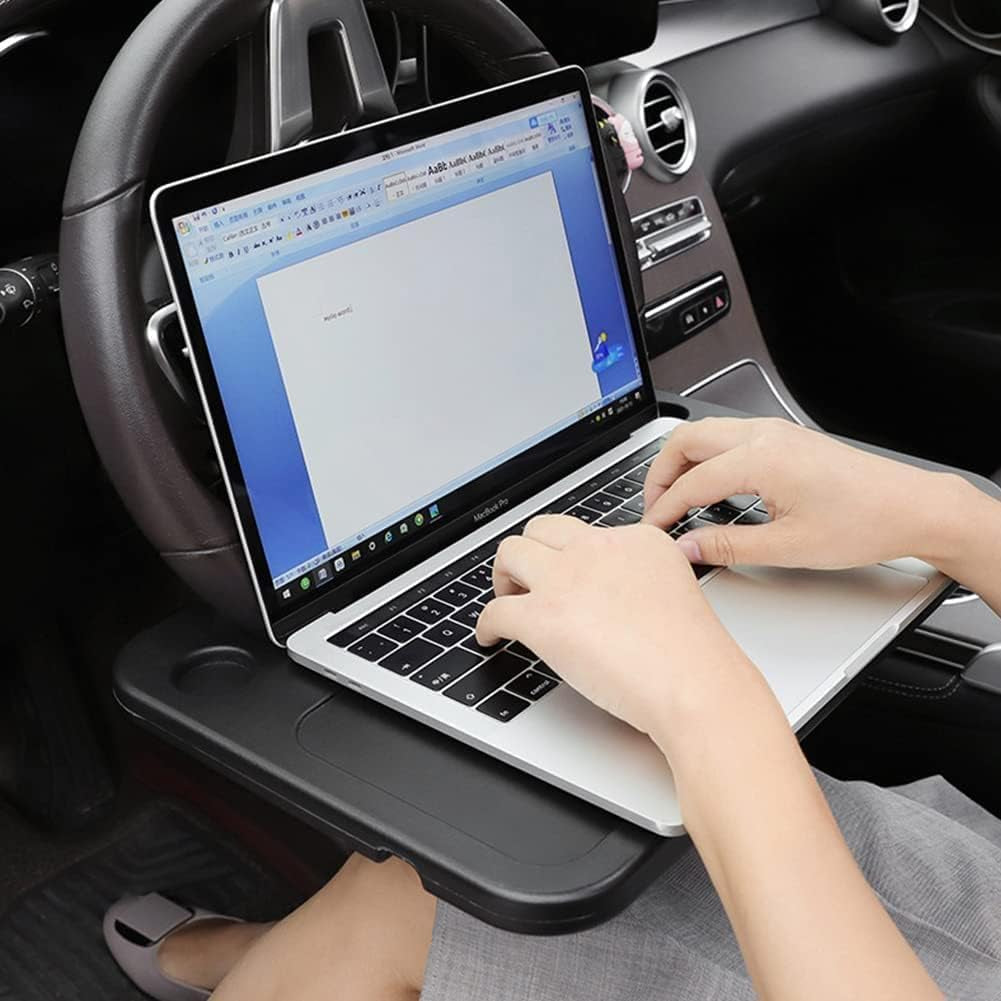 Car Steering Wheel Desk | Car Tray Table for Eating & Storing Laptop, Travel Car Accessories Fits Most Vehicles Steering Wheels