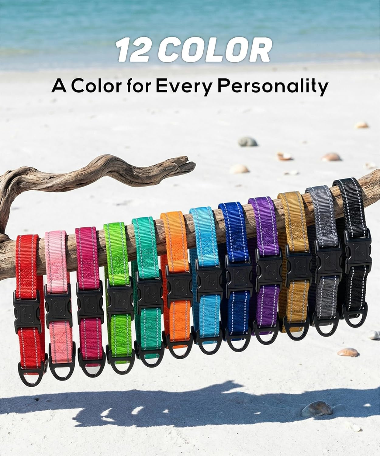 Small Dog Collars, Adjustable Reflective Nylon Pet Collar with Quick Release Buckle for Small Dogs, Hot Pink, 5/8" Width