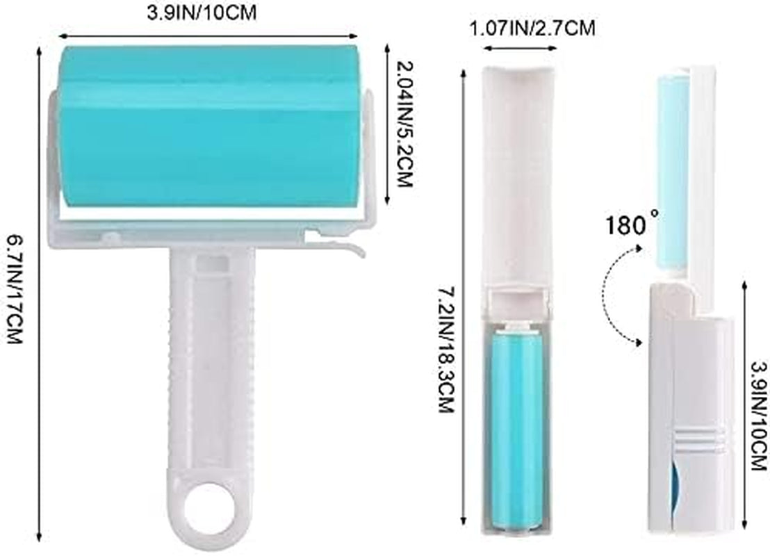 Sticky Lint Roller 3 Pack, Reusable Washable Lint Roller Pet Hair Remover Include Large and Small Size Cleaner for Clothes, Pet Hairs, Carseats