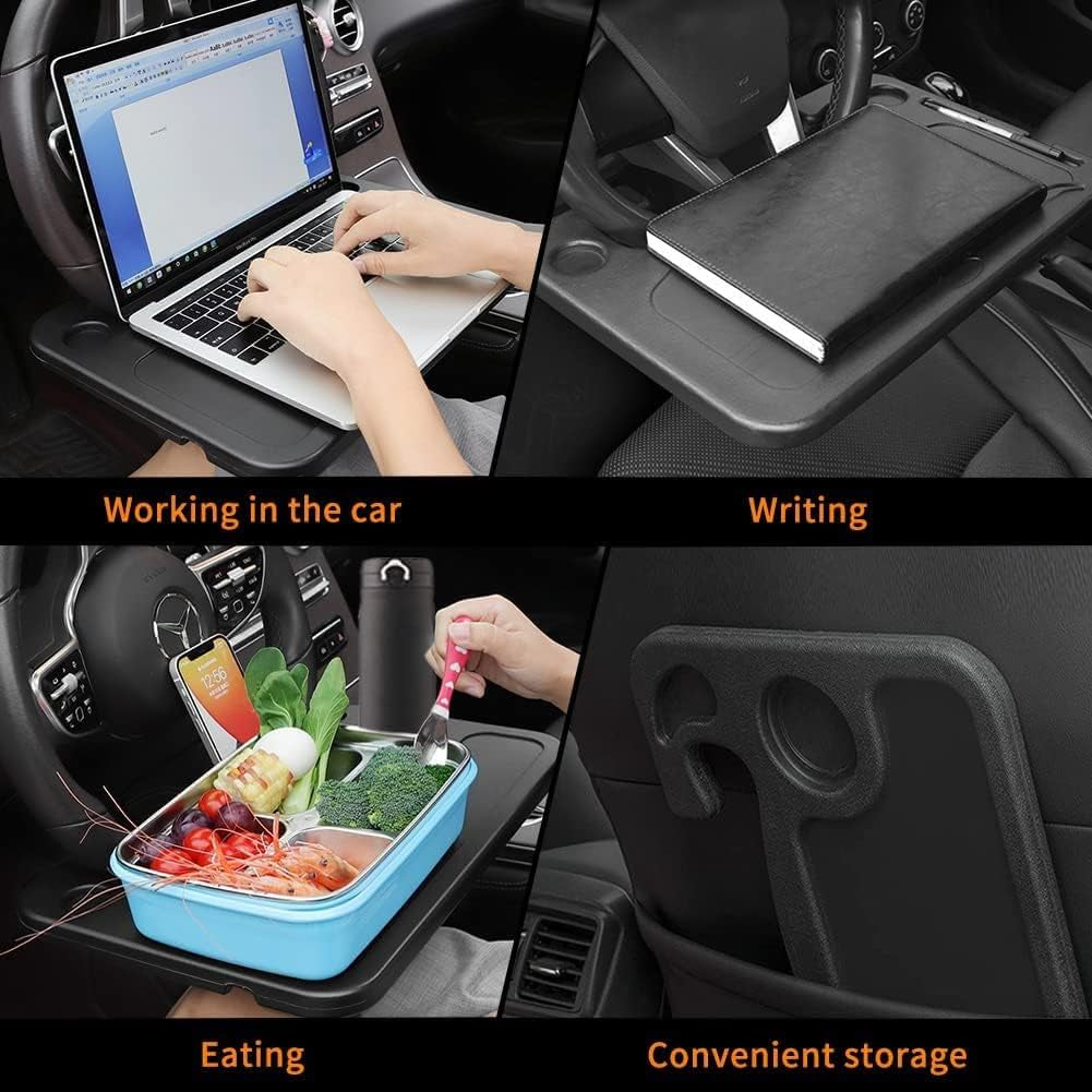 Car Steering Wheel Desk | Car Tray Table for Eating & Storing Laptop, Travel Car Accessories Fits Most Vehicles Steering Wheels