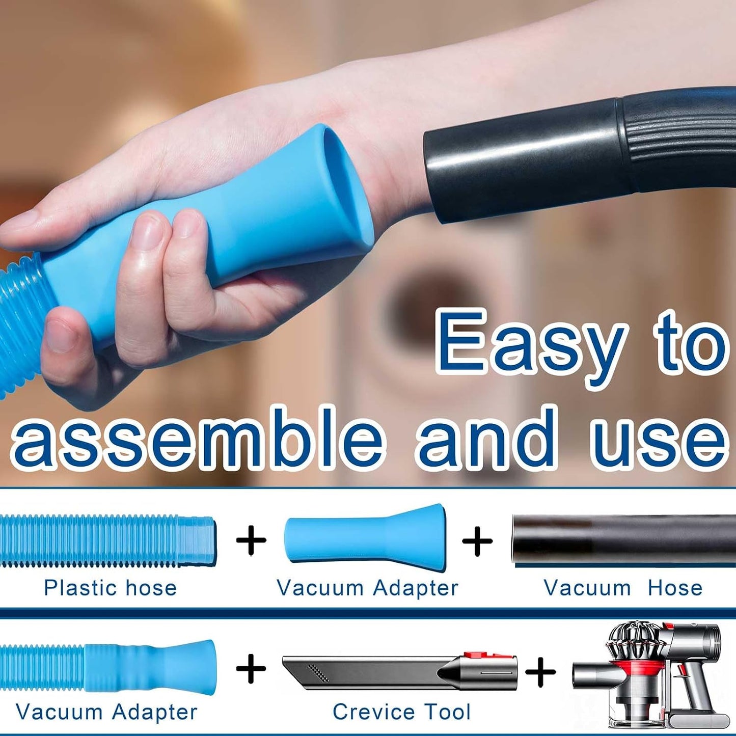 Dryer Vent Cleaner Kit - Universal Vacuum Hose Attachment + Dryer Lint Brush for Fast Lint Removal, Suitable for Most Vaccum Cleaners Energy-Saving Tool to Boost Dryer Efficiency
