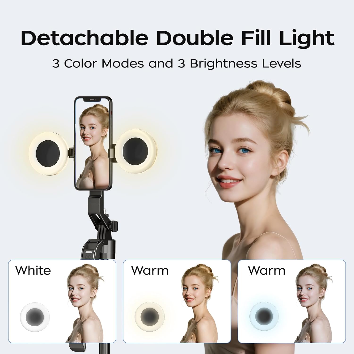 70.9" Auto Face Tracking Selfie Stick Tripod for Iphone Android with Lights, No App, 360°Rotation Tripod That Follows Your Movement with Remote Control for Live Streaming, Tiktok, Youtube