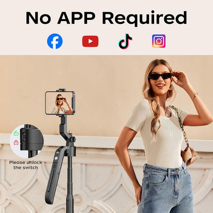 70.9" Auto Face Tracking Selfie Stick Tripod for Iphone Android with Lights, No App, 360°Rotation Tripod That Follows Your Movement with Remote Control for Live Streaming, Tiktok, Youtube