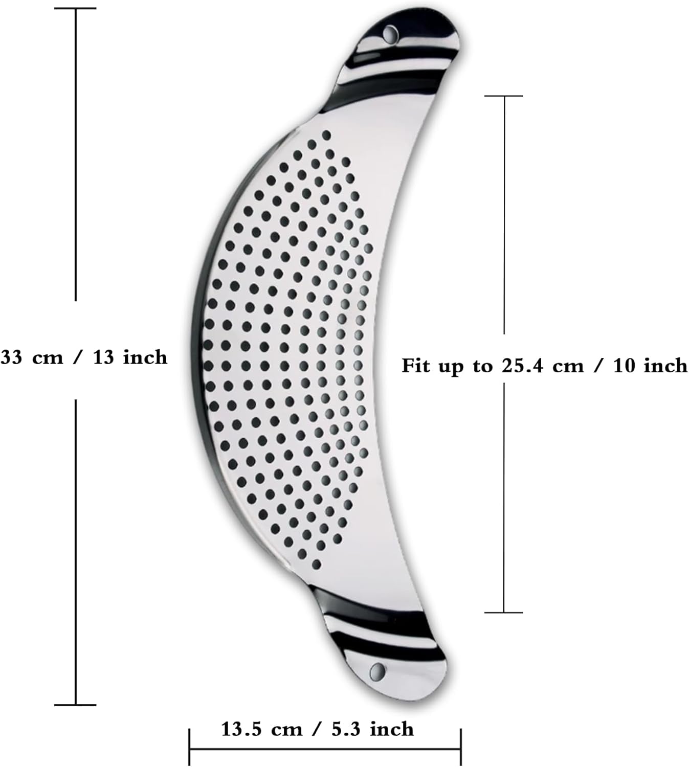 Pot Strainer Stainless Steel, Pasta Strainer, Premium Metal Food Strainer for Noodles Fruit Veggies, Suitable for Pots or Containers up to 10 Inches
