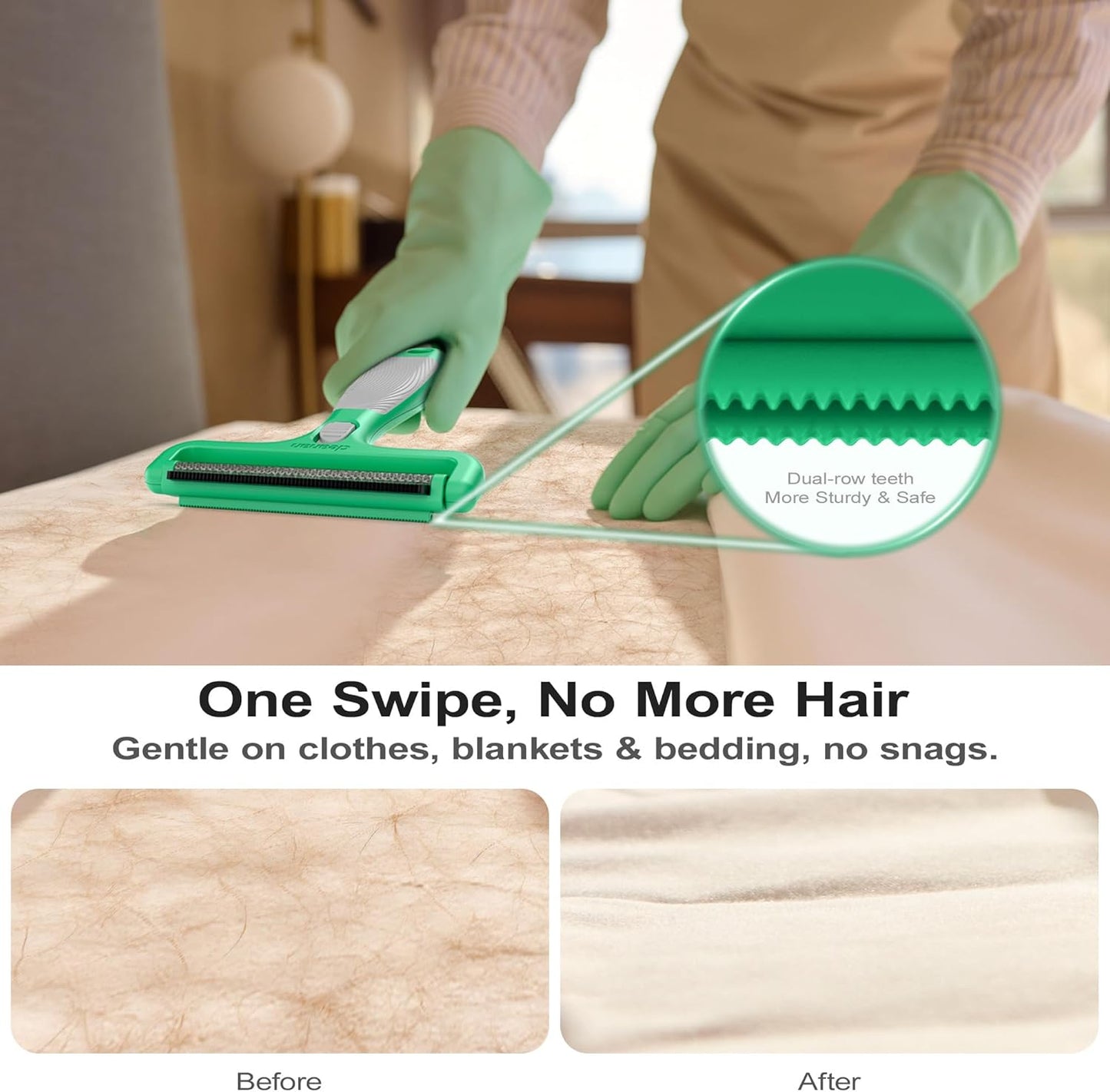 4-In-1 Pet Hair Remover & Lint Tool, Reusable Carpet Cleaner for Dog & Cat Fur - Safe for Couch, Clothes, Rugs & Car Mats - Portable Detailer with 4 Modes for Deep Cleaning & Delicate Fabrics