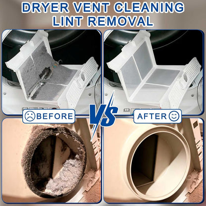 Dryer Vent Cleaner Kit - Universal Vacuum Hose Attachment + Dryer Lint Brush for Fast Lint Removal, Suitable for Most Vaccum Cleaners Energy-Saving Tool to Boost Dryer Efficiency