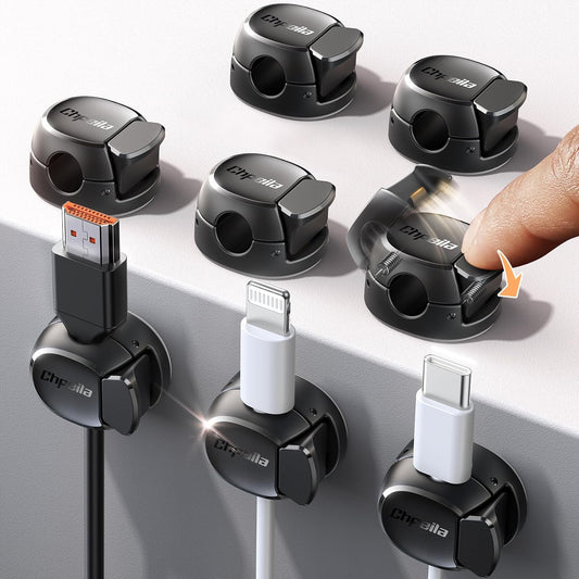 8-Pack Cable Clips, Dorm Room Essentials -  Cord Organizer with Max Adhesive, Cord Holder for Nightstand, Home Office Desk Accessories for Men & Women, College Dorm Room, Cubicle Accessories