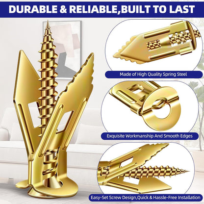 No-Drill Drywall Anchors Kit, Heavy Duty - 90 Pcs (0.47X1.18In) Zinc Plated Steel, 45 Anchors + 45 Self-Tapping Screws | 2025 Upgraded for Easy Wall Mounting (Shelves, Decor, Tvs)