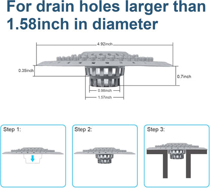 Bathtub Drain Hair Catcher, Silicone Tub Hair Catcher Drain Protector Strainer, Collapsible Shower Hair Drain Catcher Strainer for 1.48'' to 1.75'' Regular Drains, 3PCS