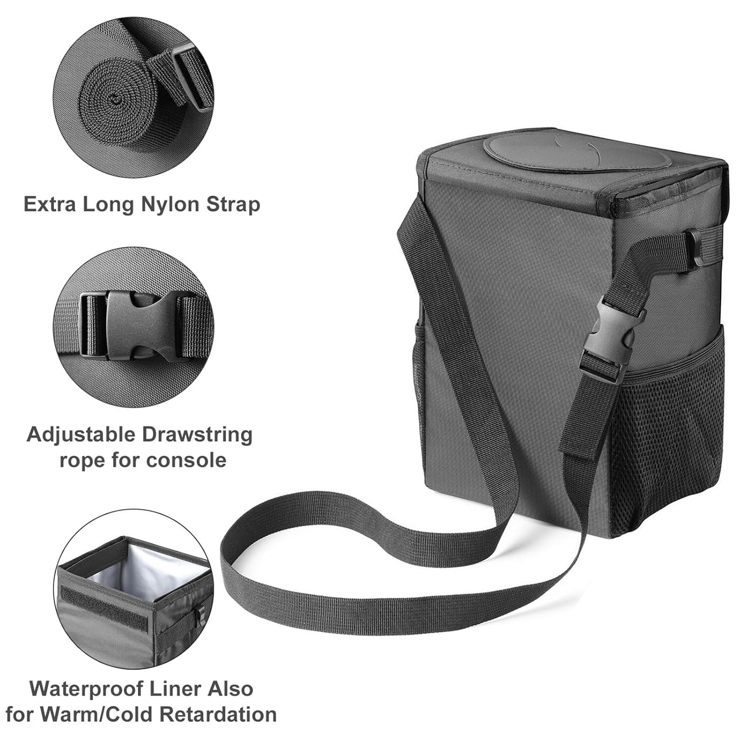 Car Trash Can with Lid - Leakproof Trash Bin Car Garbage Can, Collapsible Automotive Truck Organizer and Storage Bag Car Accessories for Women Men Road Trip Essentials