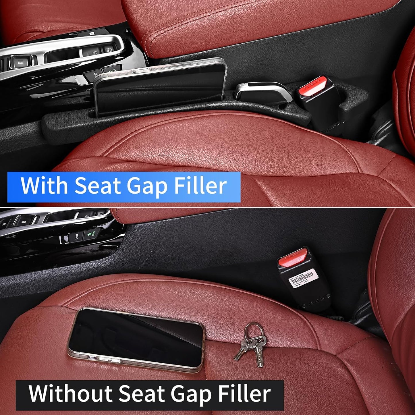 Car Seat Gap Filler, Organiser between Seat and Centre Console, Universal Car Accessories, Fit SUV Truck Storage Black