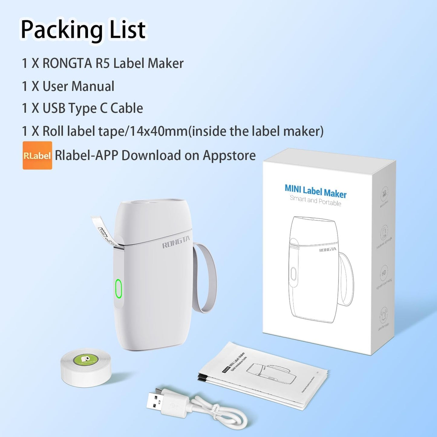 Bluetooth Label Maker Machine with Tape, Portable Mini Label Printer Wireless Thermal Handheld Sticker Makers Mini Label Makers with Multiple Templates for Organizing Office Home School(White)