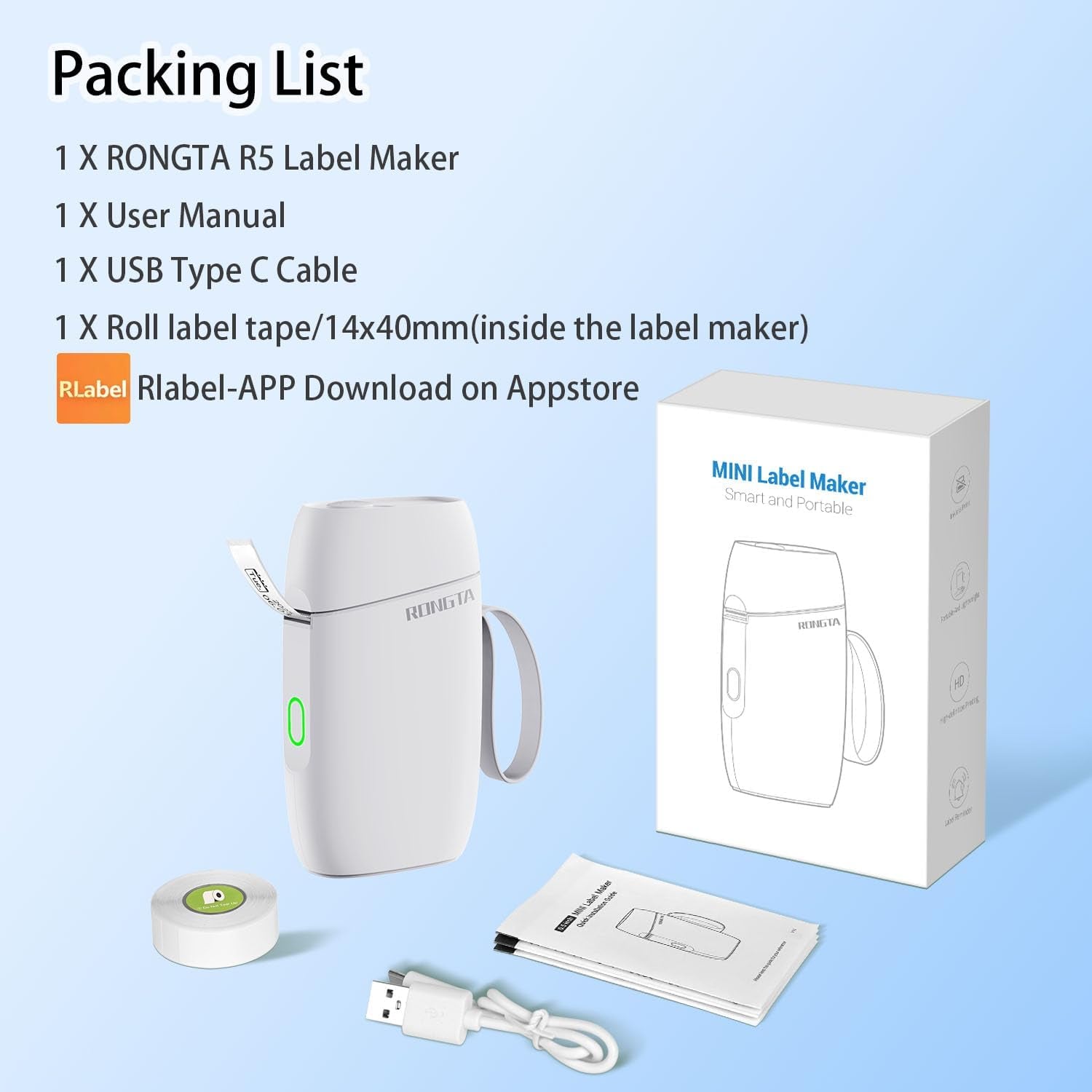 Bluetooth Label Maker Machine with Tape, Portable Mini Label Printer Wireless Thermal Handheld Sticker Makers Mini Label Makers with Multiple Templates for Organizing Office Home School(White)