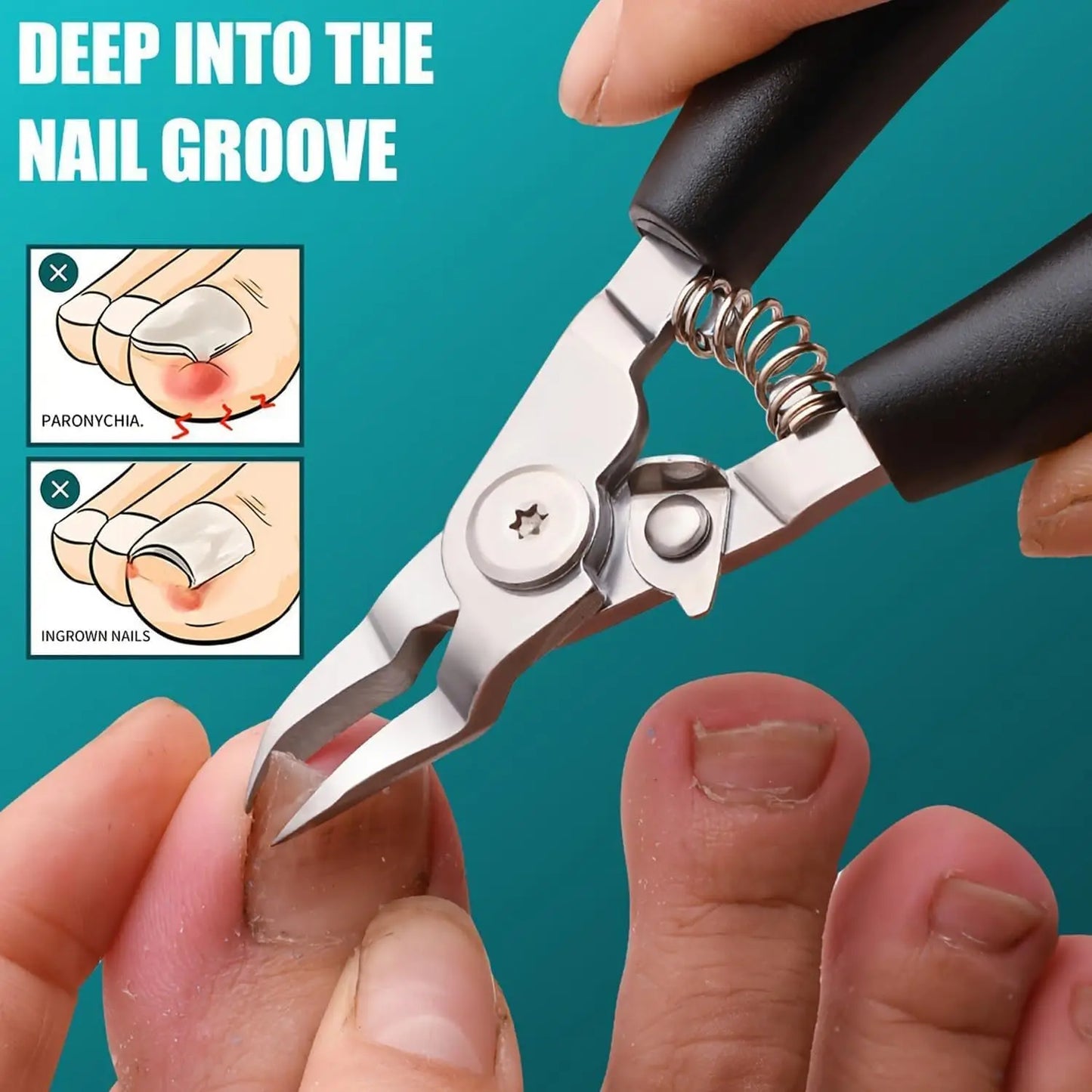 Stainless Steel Toenail Clippers for Thick & Ingrown Nails - Concave Edge Curved Blade, 30° Sharp Precision Trimming