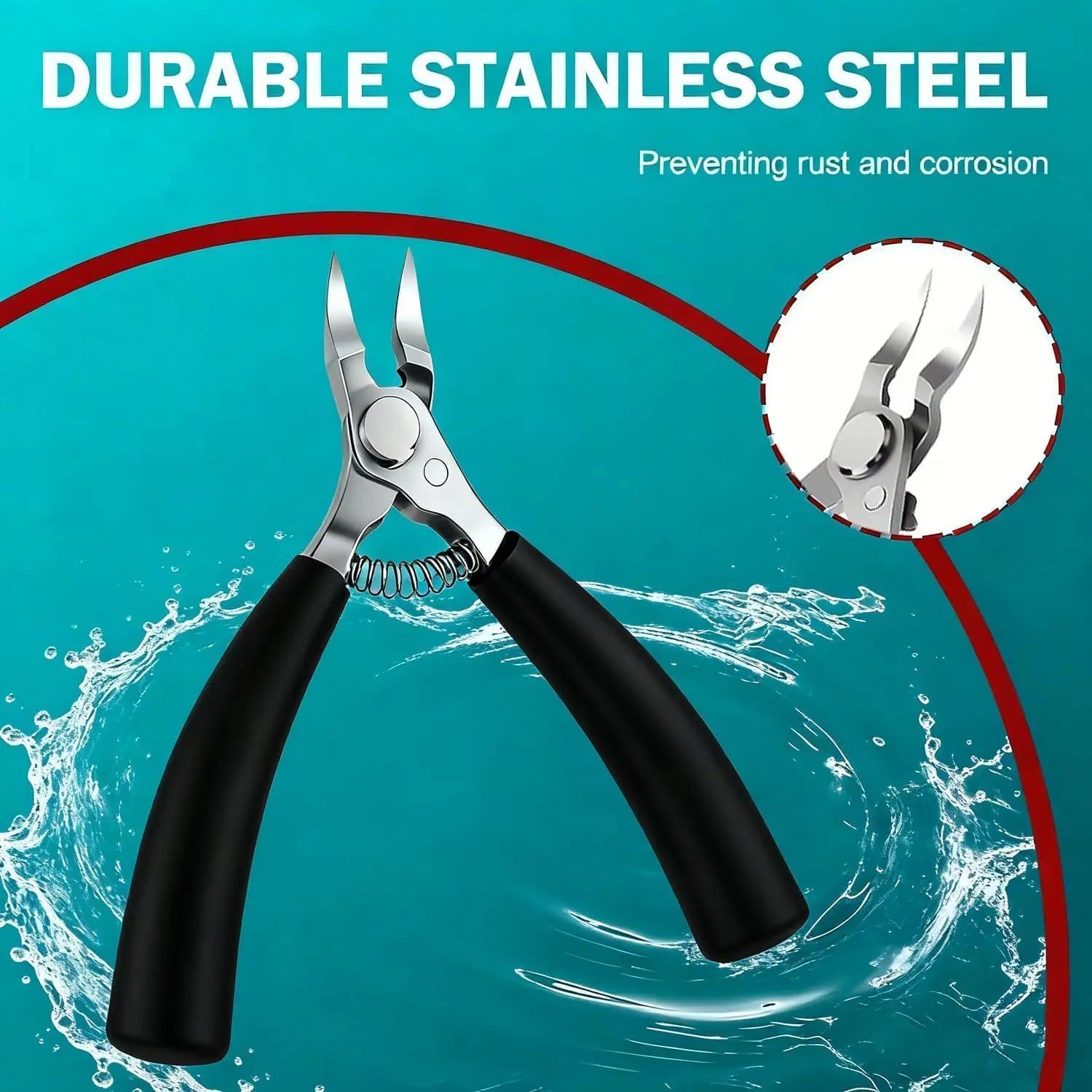 Stainless Steel Toenail Clippers for Thick & Ingrown Nails - Concave Edge Curved Blade, 30° Sharp Precision Trimming