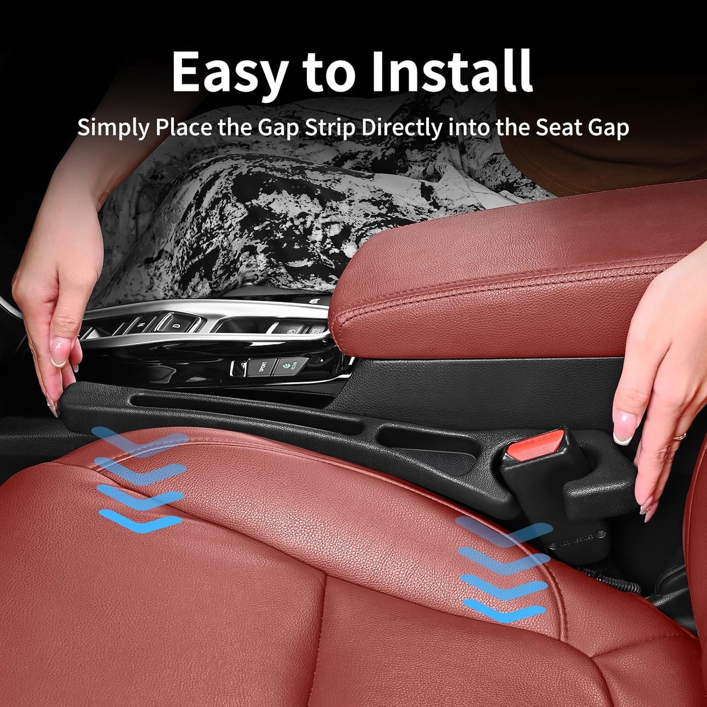 Car Seat Gap Filler, Organiser between Seat and Centre Console, Universal Car Accessories, Fit SUV Truck Storage Black