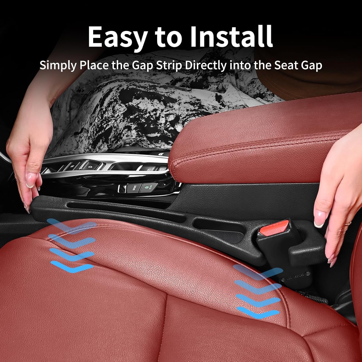 Car Seat Gap Filler, Organiser between Seat and Centre Console, Universal Car Accessories, Fit SUV Truck Storage Black