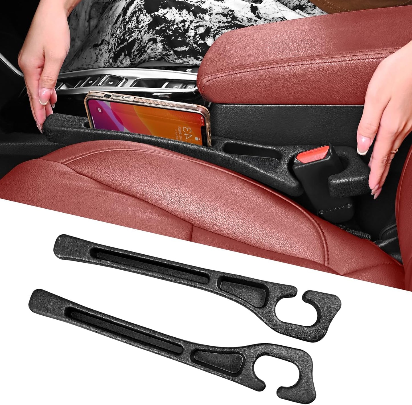 Car Seat Gap Filler, Organiser between Seat and Centre Console, Universal Car Accessories, Fit SUV Truck Storage Black