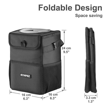 Car Trash Can with Lid - Leakproof Trash Bin Car Garbage Can, Collapsible Automotive Truck Organizer and Storage Bag Car Accessories for Women Men Road Trip Essentials