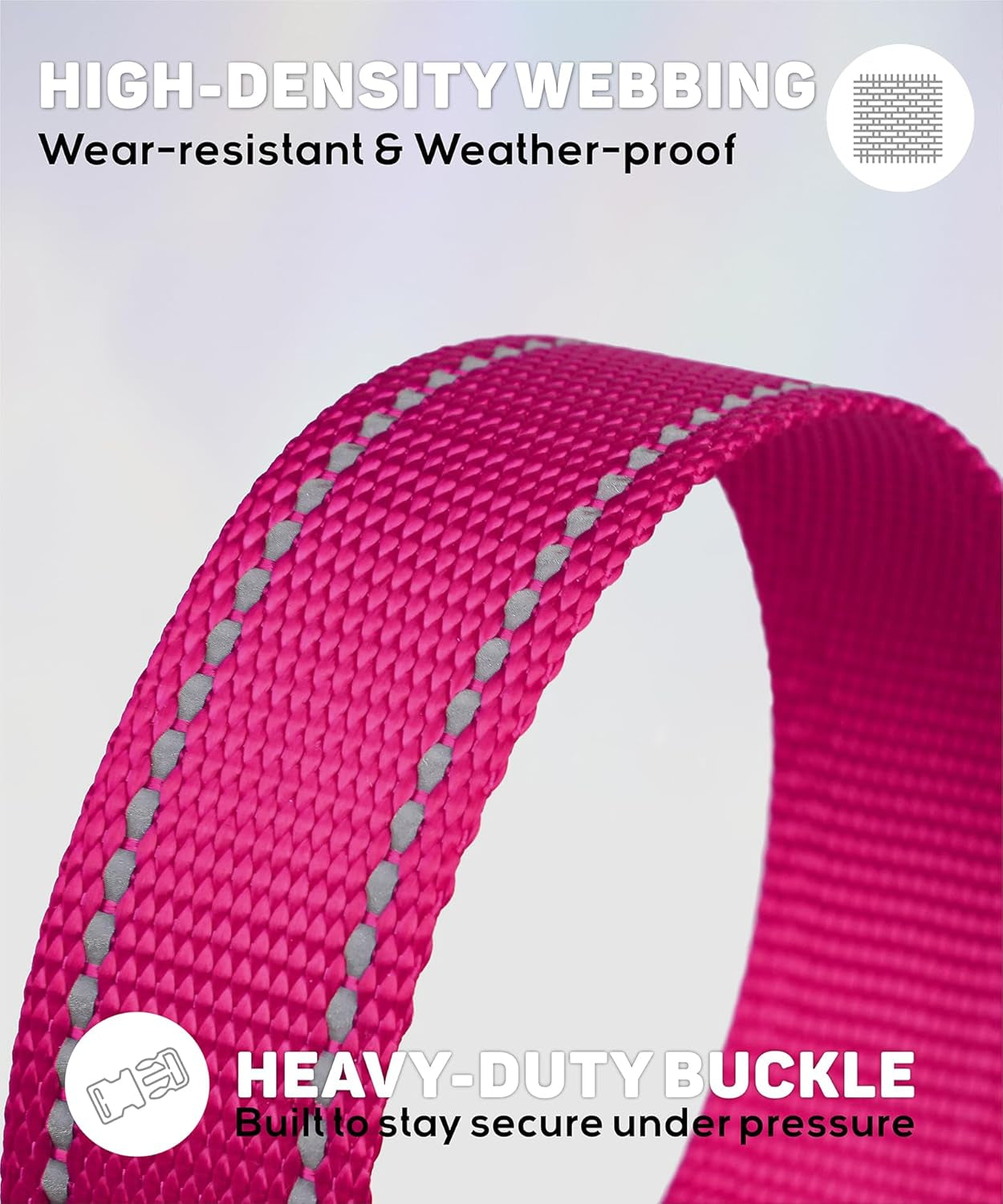 Small Dog Collars, Adjustable Reflective Nylon Pet Collar with Quick Release Buckle for Small Dogs, Hot Pink, 5/8" Width