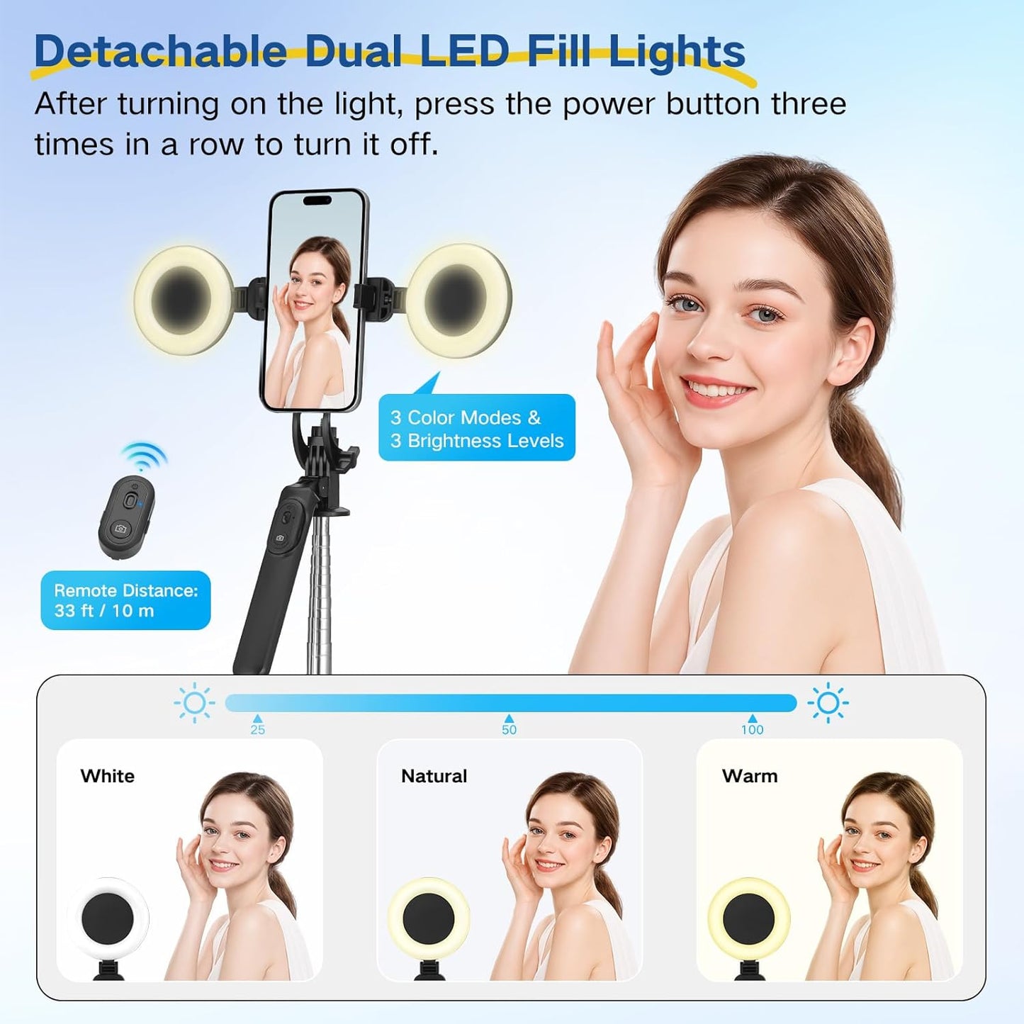Content Creator Vlogging Kit,180Cm Metal Selfie Stick Tripod with Light and Wireless Microphones,Vlogging Kit for Iphone/Android,Phone Tripod for Tiktok &Youtube Starter Kit