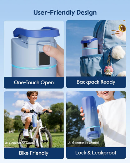 BOOST Smart Water Bottle with Reminder & Tracker, 16Oz Kids Water Bottle for School, DIY Refrigerator Magnets, Bpa-Free Vacuum Insulated Stainless Steel, Ideal for Travel, Camping