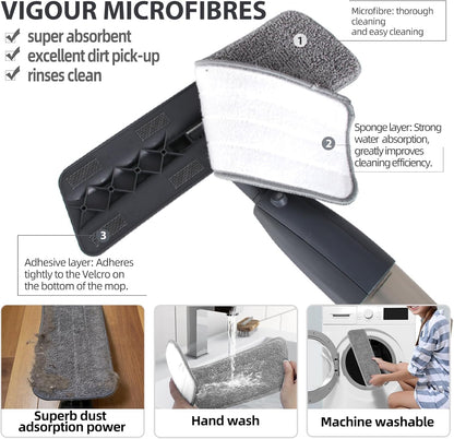 Spray Mop for Floor Cleaning with 360° Rotation - Multi-Surface Floor Cleaner for Wet/Dry Mopping Lightweight Handle for Kitchen Bathroom Hardwood&Tile Floors
