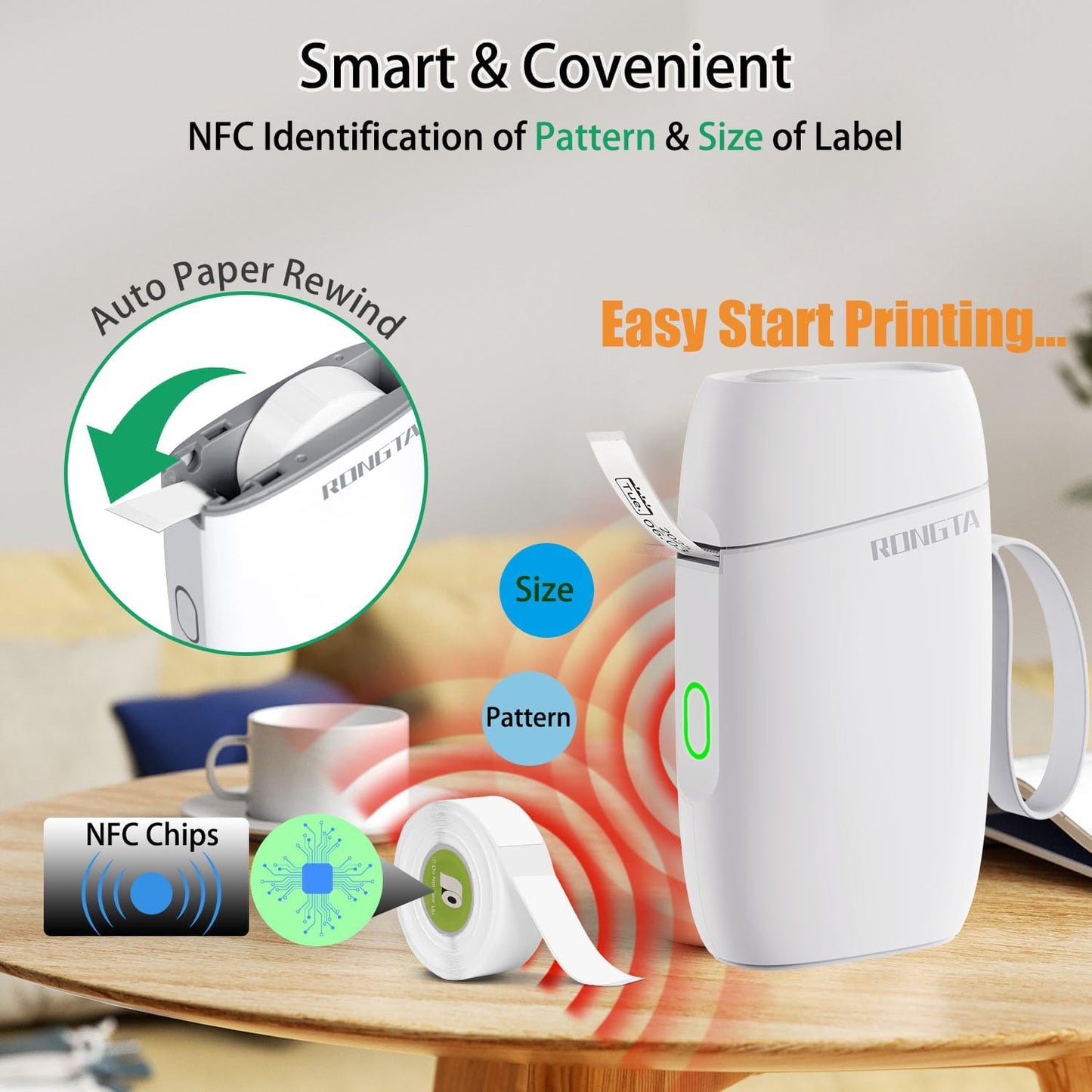 Bluetooth Label Maker Machine with Tape, Portable Mini Label Printer Wireless Thermal Handheld Sticker Makers Mini Label Makers with Multiple Templates for Organizing Office Home School(White)