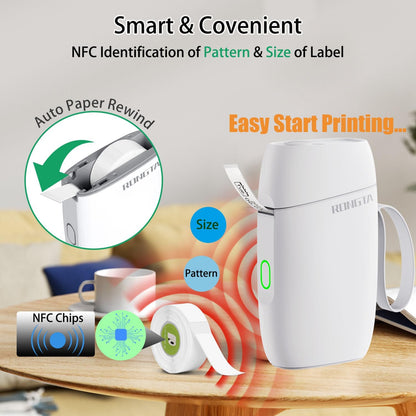 Bluetooth Label Maker Machine with Tape, Portable Mini Label Printer Wireless Thermal Handheld Sticker Makers Mini Label Makers with Multiple Templates for Organizing Office Home School(White)