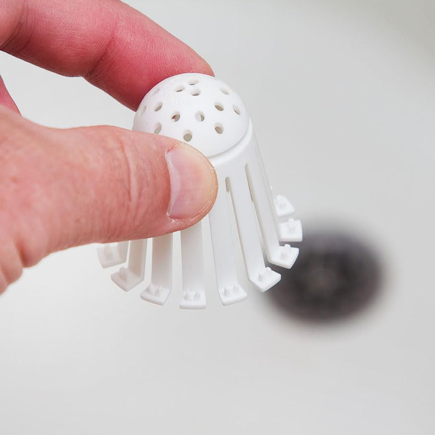 Toss 21Pk Disposable Bath Tub Drain Strainers - Hair Catcher Snare for Shower Bathtub to Prevent Clogged Drains, Traps Human and Pet Hair, One Year Supply (White)