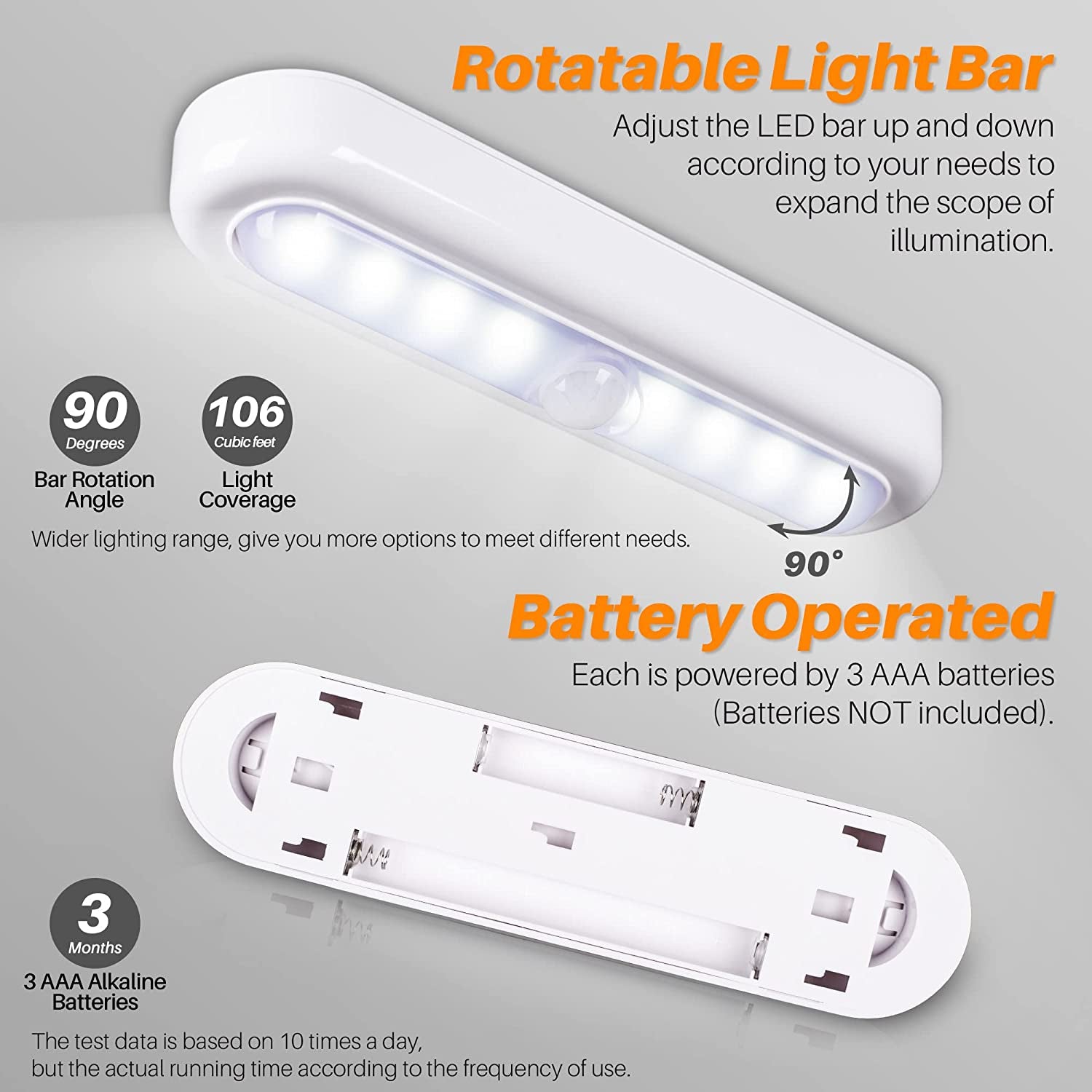 3 Pack 7” Motion Sensor Lights Indoor Battery Operated, Stick on LED Light for Closet, Stairs, under Cabinet, Cool White