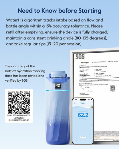 BOOST Smart Water Bottle with Reminder & Tracker, 16Oz Kids Water Bottle for School, DIY Refrigerator Magnets, Bpa-Free Vacuum Insulated Stainless Steel, Ideal for Travel, Camping